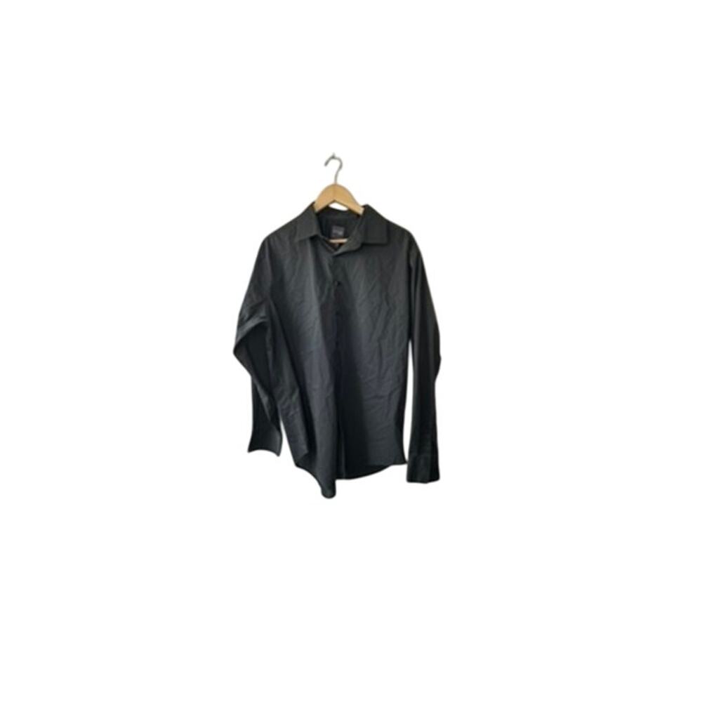 Madison Slim Fit Black Button Down Long Sleeve Shirt Men's Size XL 17-17.5 34/35